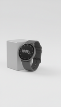 Smartwatch with steel grey silicone band
